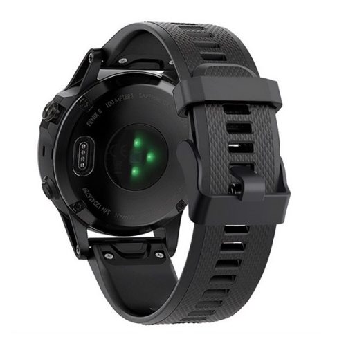 Pótszíj (egyedi méret, 22mm, szilikon, rombusz, QuickFit csatlakozás) FEKETE