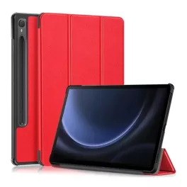   Tok álló, bőr hatású (aktív FLIP, oldalra nyíló, TRIFOLD, asztali tartó, ceruza tartó) PIROS