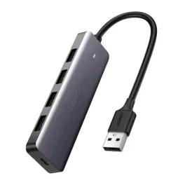   UGREEN CM219 USB HUB 5in1 (elosztó, 4 USB+microUSB aljzat, 50cm) SÖTÉTSZÜRKE