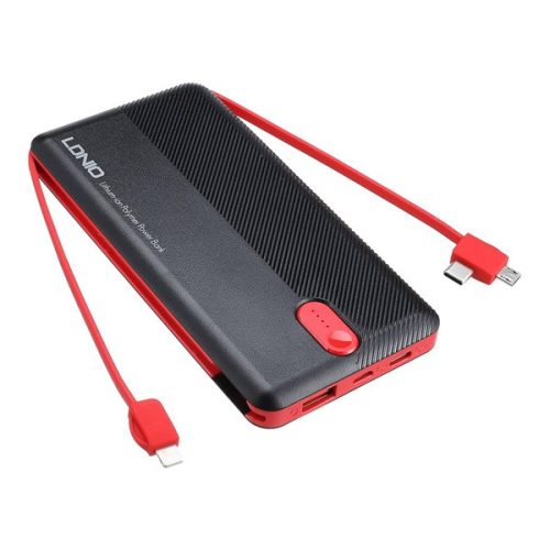 LDNIO vésztöltő USB+Type-C+microUSB aljzat (10000mAh, 10W + microUSB/Type-C/lightning kábel) FEHÉR