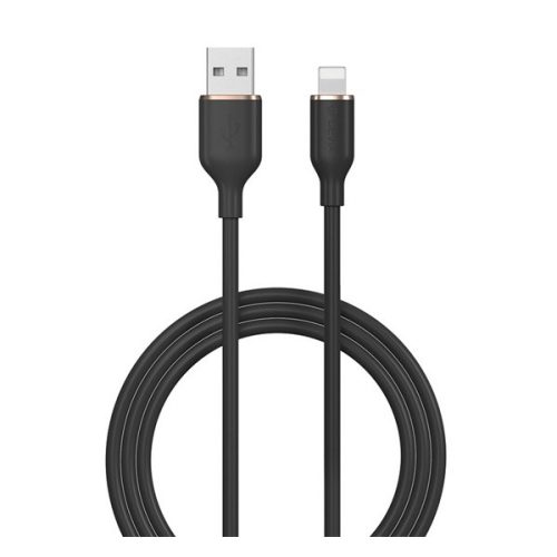 DEVIA JELLY adatkábel (USB - lightning, 2.4A, gyorstöltő, 120cm) FEKETE