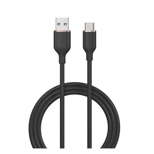 DEVIA JELLY adatkábel (USB -Type-C, 2.4A, gyorstöltő, 120cm) FEKETE