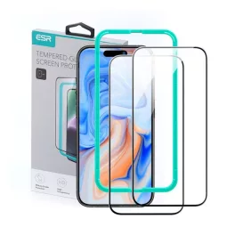  ESR képernyővédő üveg 2db (2.5D, 0.33mm, 9H + segédkeret) FEKETE