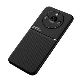 Szilikon telefonvédő (ütésállóság, mágneses, bőr hatású hátlap, csíkos) FEKETE   Szilikon telefonvédő (ütésállóság, mágneses, bőr hatású hátlap, csíkos) FEKETE