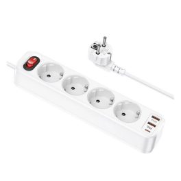   HOCO hálózati elosztó 4 AC+2 USB+Type-C aljzat (20W, PD gyorstöltő 3.0 + 180cm kábel) FEHÉR
