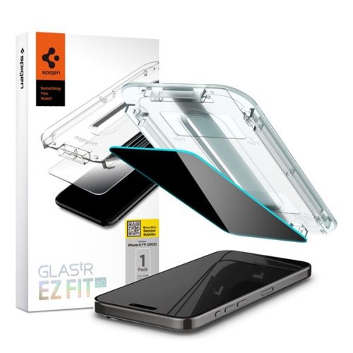 SPIGEN EZ FIT HD képernyővédő üveg (2.5D, betekintés védelem, 0.2mm, 9H + segédkeret) ÁTLÁTSZÓ