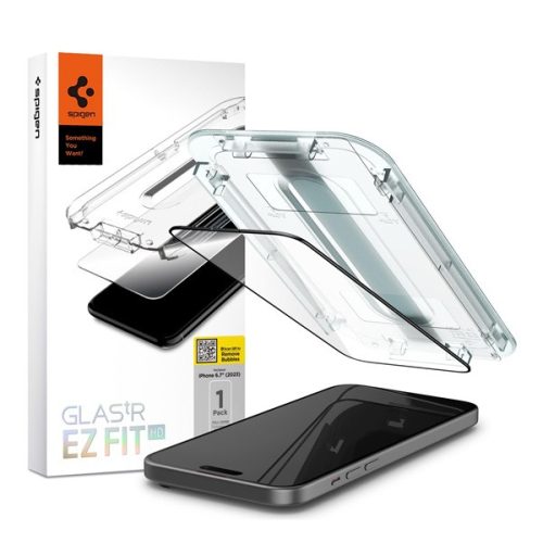 SPIGEN EZ FIT HD képernyővédő üveg (2.5D, betekintés védelem, 0.2mm, 9H + segédkeret) ÁTLÁTSZÓ