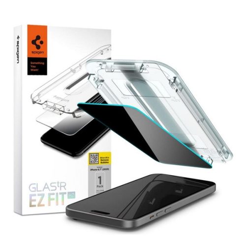 SPIGEN EZ FIT HD képernyővédő üveg (2.5D, betekintés védelem, 0.2mm, 9H + segédkeret) ÁTLÁTSZÓ