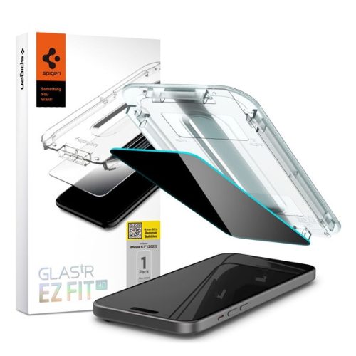 SPIGEN EZ FIT HD képernyővédő üveg (2.5D, betekintés védelem, 0.2mm, 9H + segédkeret) ÁTLÁTSZÓ