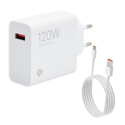 XIAOMI hálózati töltő USB aljzat (120W, PD gyorstöltő + Type-C kábel) FEHÉR