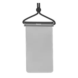   BASEUS AQUAGLIDE vízhatlan/vízálló tok, AQUA (univerzális, IPX8, nyakba akasztható, csúszózár, 7.2" méret) FEKETE