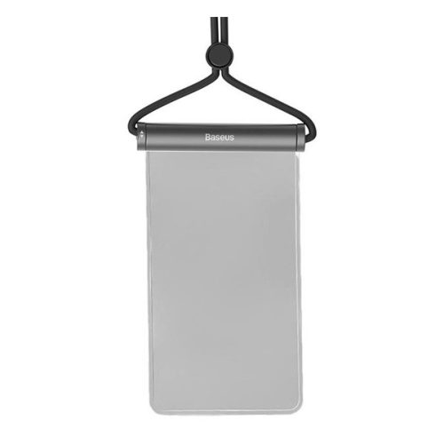 BASEUS AQUAGLIDE vízhatlan/vízálló tok, AQUA (univerzális, IPX8, nyakba akasztható, csúszózár, 7.2" méret) FEKETE