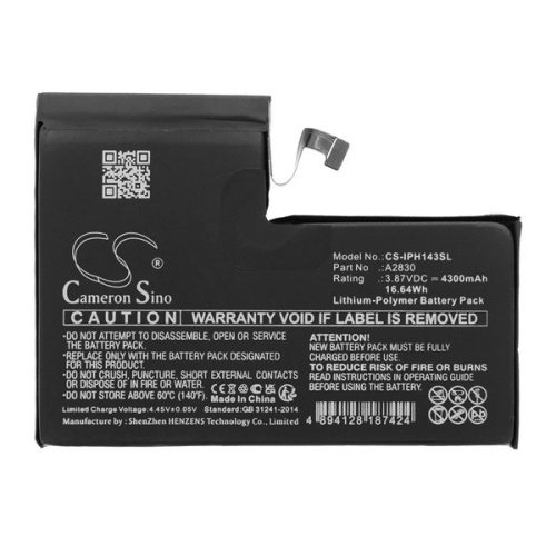 CAMERON SINO Li-Polymer akku (3.87V/4300mAh, Apple A2830 kompatibilis) FEKETE