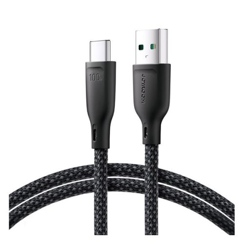 JOYROOM adatkábel (USB - Type-C, 100W, gyorstöltő, 100cm, cipőfüző) FEKETE