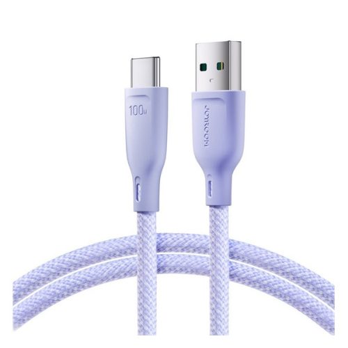 JOYROOM adatkábel (USB - Type-C, 100W, gyorstöltő, cipőfüző, 100cm) LILA