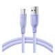 JOYROOM adatkábel (USB - Type-C, 100W, gyorstöltő, cipőfüző, 100cm) LILA