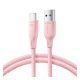 JOYROOM adatkábel (USB - Type-C, 100W, gyorstöltő, cipőfüző, 100cm) RÓZSASZÍN