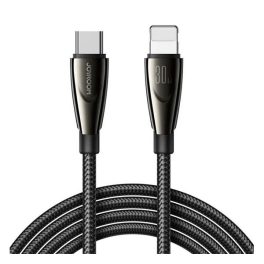   JOYROOM PIONEER adatkábel (Type-C - lightning, 30W, gyorstöltő, cipőfüző, 120cm) FEKETE