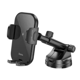   HOCO HW5 autós tartó (műszerfalra, tapadókorongos, forgatható, automata, 15W, wireless, gyorstöltő) FEKETE