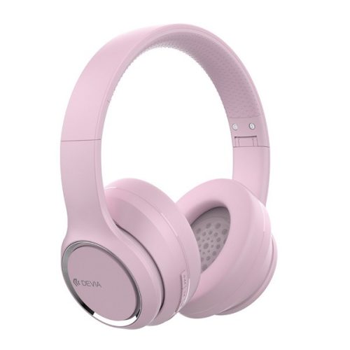 DEVIA KINTONE bluetooth fejhallgató SZTEREO (v5.2, mikrofon, zajszűrő, összehajtható) RÓZSASZÍN