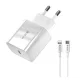 DEVIA SMART V2 hálózati töltő Type-C aljzat (20W, PD gyorstöltő + lightning kábel) FEHÉR