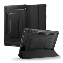   SPIGEN RUGGED ARMOR PRO tok álló (aktív FLIP, ütésállóság, TRIFOLD, asztali tartó, ceruza tartó) FEKETE