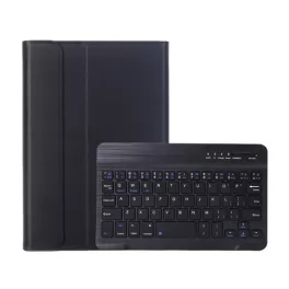   Tok álló, bőr hatású (FLIP, bluetooth billentyűzet, asztali tartó, QWERTY, angol nyelvű, ceruza tartó) FEKETE