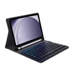 Tok álló, bőr hatású (FLIP, bluetooth billentyűzet, asztali tartó, QWERTY, angol nyelvű, ceruza tartó) FEKETE