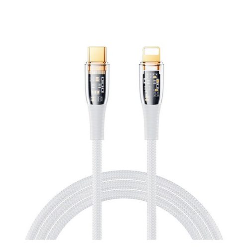 REMAX EXPLORE adatkábel (Type-C - lightning, 20W, gyorstöltő, cipőfűző, 120cm) FEHÉR