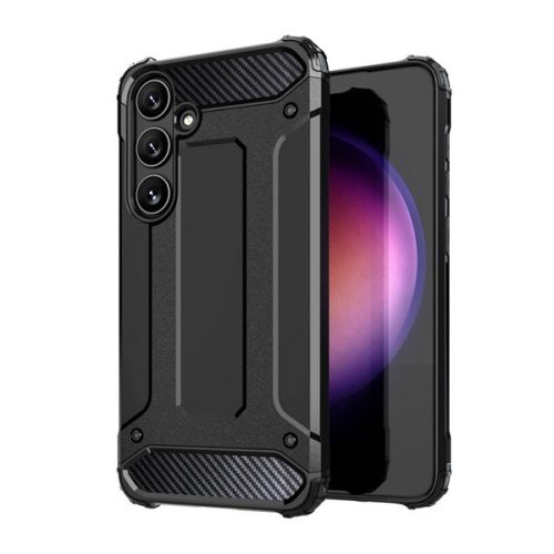 Defender szilikon telefonvédő (ütésállóság, légpárnás sarok, fémhatás) FEKETE