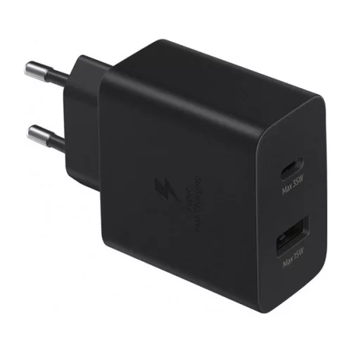 SAMSUNG hálózati töltő USB+Type-C aljzat (35W, PD gyorstöltő 3.0) FEKETE