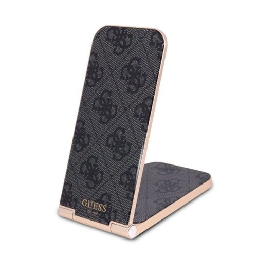 GUESS 4G asztali töltő állvány 2in1 (15W, wireless, 2 eszköz egyidejű töltése, mágneses) FEKETE