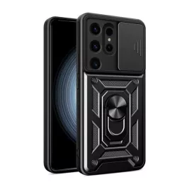   Defender szilikon telefonvédő (ütésállóság, tartógyűrű, kameravédő) FEKETE