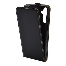 Tok álló, bőr hatású (FLIP, lefelé nyíló, szilikon tartó) FEKETE   Tok álló, bőr hatású (FLIP, lefelé nyíló, szilikon tartó) FEKETE