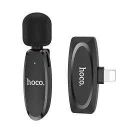   HOCO L15 bluetooth mikrofon (lightning, LAVALIER csíptethető, zajszűrő) FEKETE