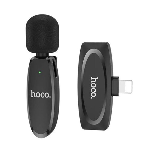 HOCO L15 bluetooth mikrofon (lightning, LAVALIER csíptethető, zajszűrő) FEKETE