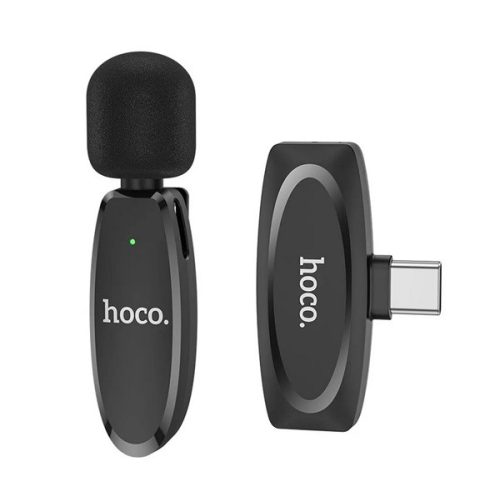 HOCO L15 bluetooth mikrofon (Type-C, LAVALIER csíptethető, zajszűrő) FEKETE