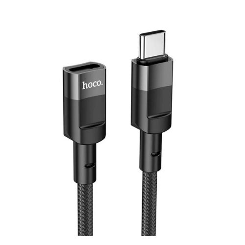 HOCO U107 adapter kábel (Type-C aljzat - Type-C, 3A, adatátvitel és töltés, 120cm, OTG) FEKETE