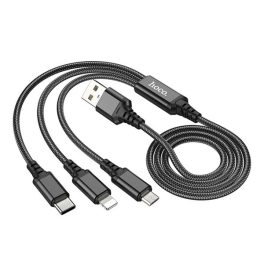   HOCO X76 töltőkábel 3in1 (USB - Type-C/lightning/microUSB, 2A, 100cm) FEKETE