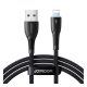 JOYROOM STARRY adatkábel (USB - lightning, 3A, gyorstöltő, LED jelzés, 100cm) FEKETE