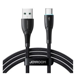   JOYROOM STARRY adatkábel (USB - Type-C, gyorstöltő, cipőfűző, LED jelzés, 100cm) FEKETE