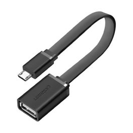 UGREEN adapter kábel (USB aljzat - microUSB, OTG, 15cm, lapos kábel) FEKETE   UGREEN adapter kábel (USB aljzat - microUSB, OTG, 15cm, lapos kábel) FEKETE