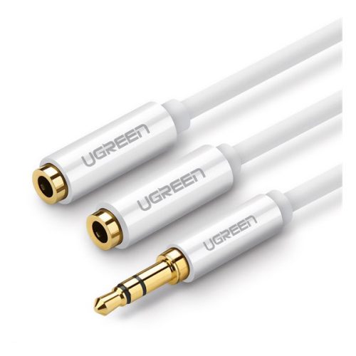 UGREEN audió adapter kábel (elosztó, 2 3.5mm jack aljzat - 3.5mm jack, 25cm) FEHÉR