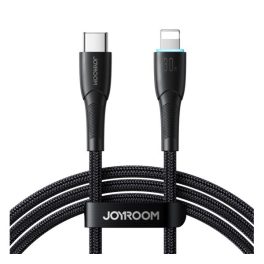   JOYROOM STARRY adatkábel (Type-C - lightning, 30W, PD gyorstöltő, LED jelzés, 100cm) FEKETE