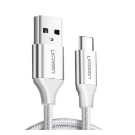   UGREEN adatkábel (USB - Type-C, 3A, PD gyorstöltő 3.0, 100W, cipőfűző, 200cm) FEHÉR