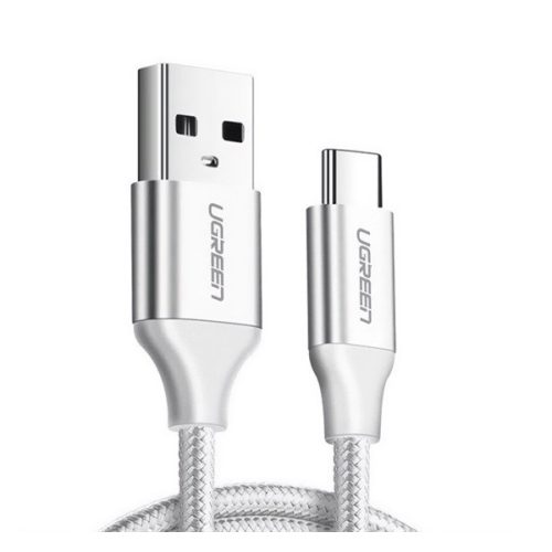 UGREEN adatkábel (USB - Type-C, 3A, PD gyorstöltő 3.0, 100W, 200cm, cipőfűző) FEHÉR