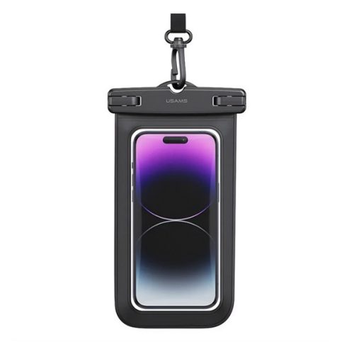 USAMS YD011 vízhatlan/vízálló tok (univerzális, IPX68, nyakba akasztható, 6.7" méret) FEKETE