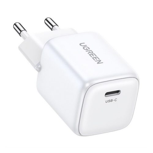 UGREEN hálózati töltő Type-C aljzat (20W, GaN, PD gyorstöltő 4.0) FEHÉR