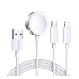   JOYROOM töltőkábel 3in1 (USB - lightning/Type-C, Apple Watch töltő, wireless, gyorstöltő, 120cm) FEHÉR