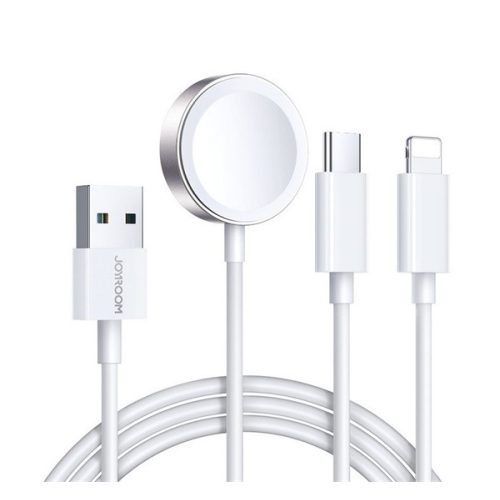 JOYROOM töltőkábel 3in1 (USB - lightning/Type-C, Apple Watch töltő, wireless, gyorstöltő, 120cm) FEHÉR